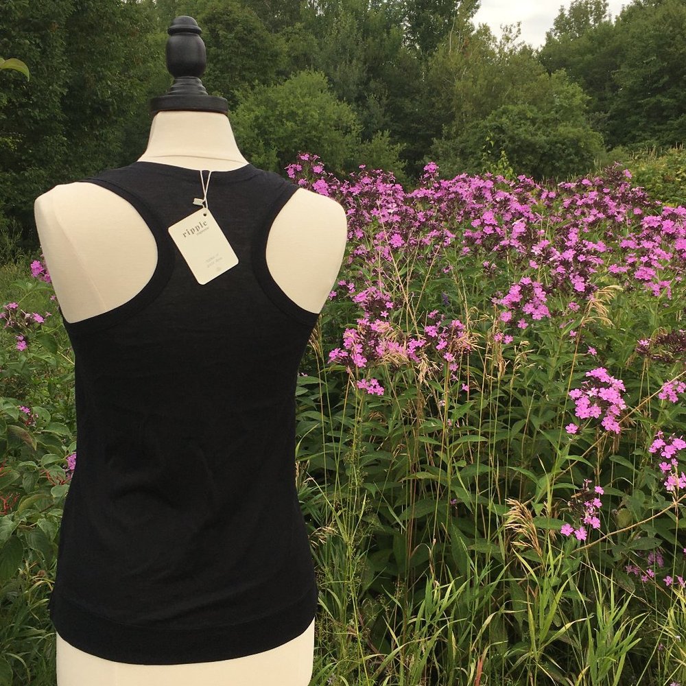 NWT Ripple Yoga Racerback Fine / Tissue Cotton Tank Black Small